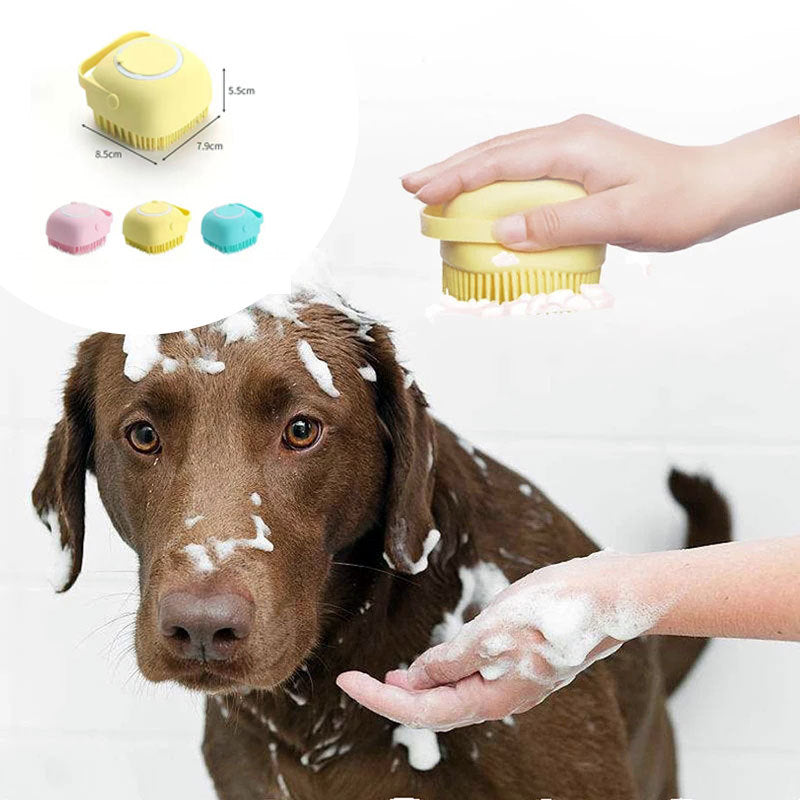 "Pet Spa in Your Hand – Silicone Shampoo Brush for Easy Bath Time"