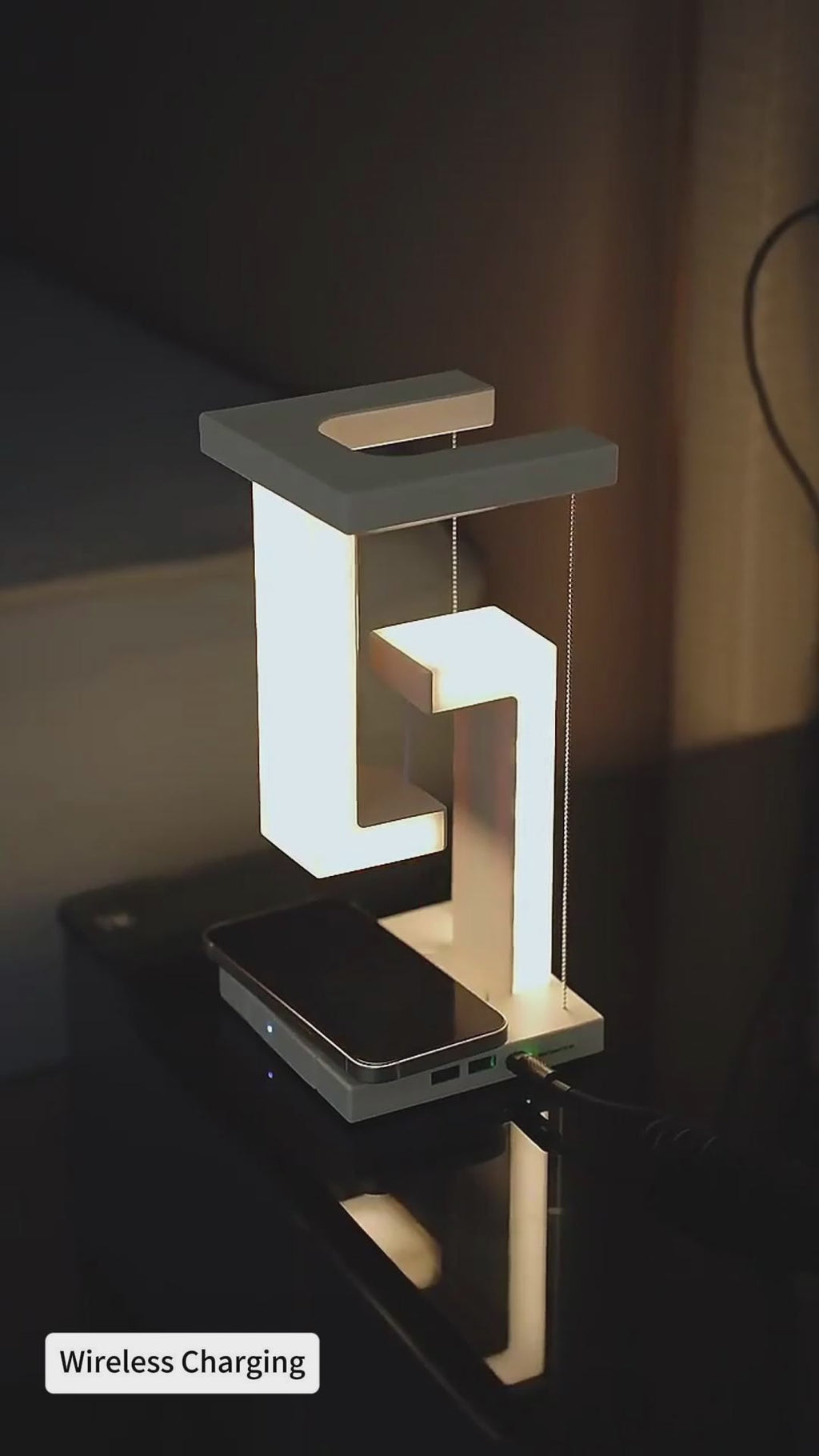 Creative Smartphone Wireless Charging Suspension Table Lamp Balance Lamp Floating For Home Bedroom